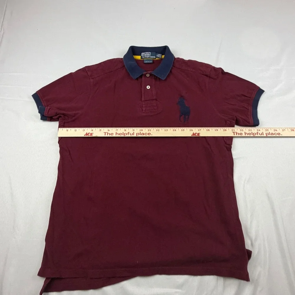 Polo Ralph Lauren Polo Shirt Mens L Burgundy Big Pony Custom Fit Short Sleeve